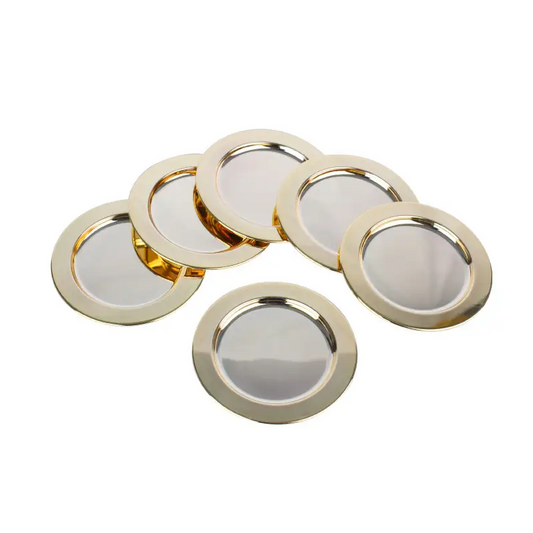 GOLD PLATED 6 PIECES GLASS COASTER SET. - LUXURY