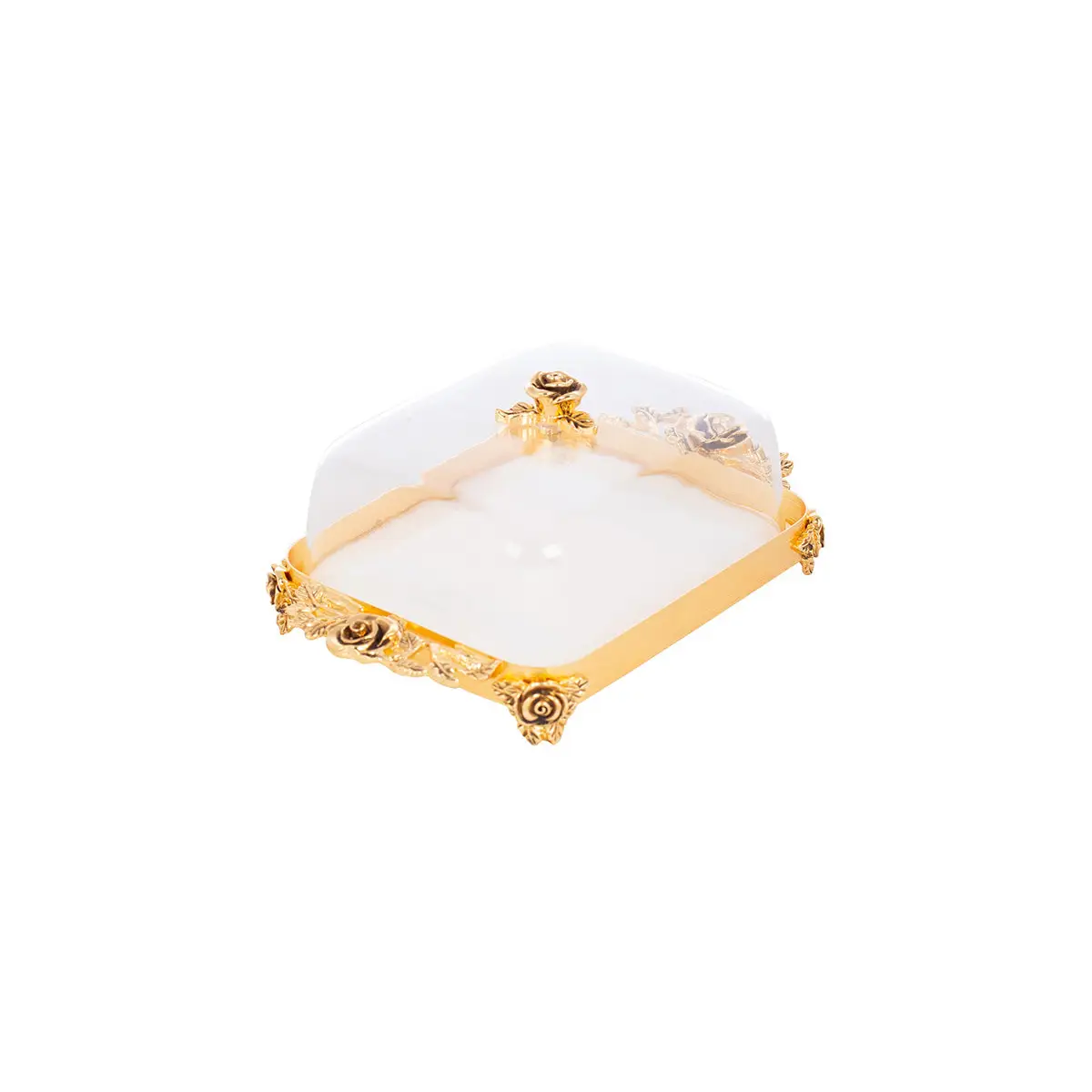 GOLD PLATED BUTTER DISH - ROSE COLLECTION