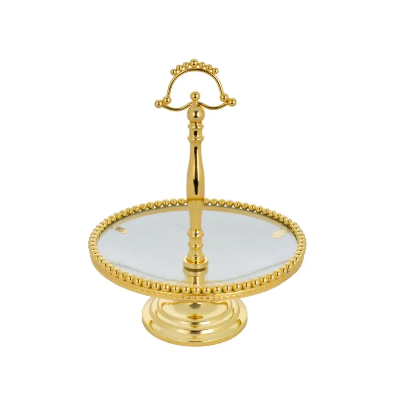 GOLD PLATED FOOTED GLASS PLATE - LUXURY