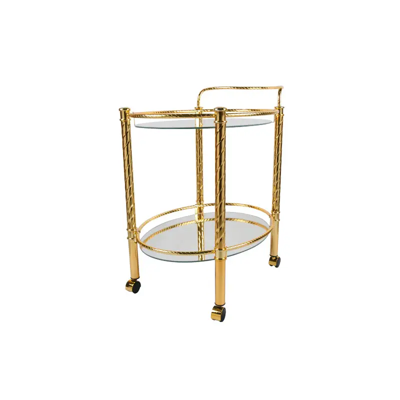 GOLD PLATED OVAL SERVING TROLLEY - BAR TROLLEY