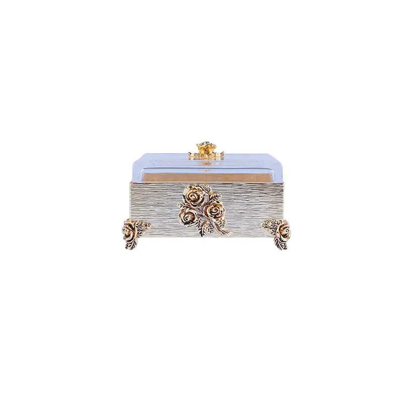 GOLD PLATED RECTANGULAR BOX. - ROSE COLLECTION