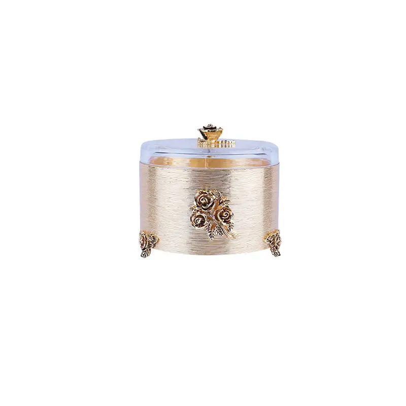 GOLD PLATED ROUND SHAPE BOX - ROSE COLLECTION