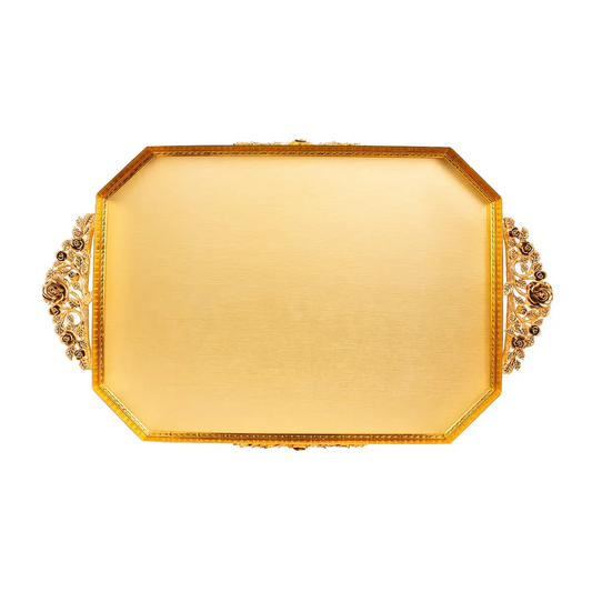 GOLD PLATED TRAY ROSE DESIGN - ROSE COLLECTION
