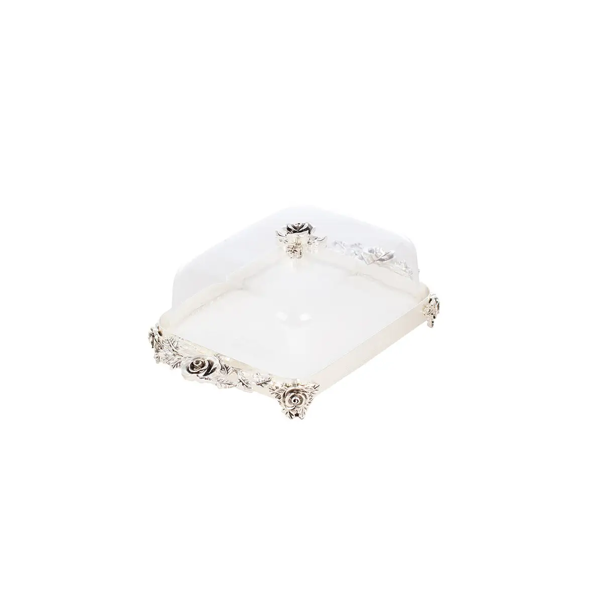 SILVER PLATED BUTTETR DISH - ROSE COLLECTION