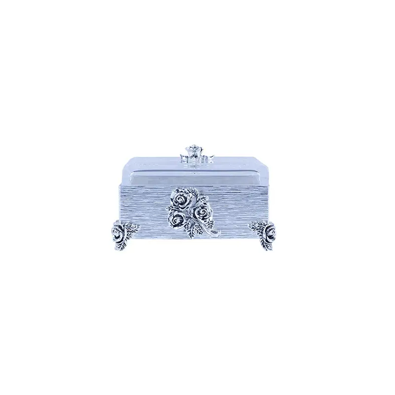 SILVER PLATED RECTANGULAR BOX. - ROSE COLLECTION