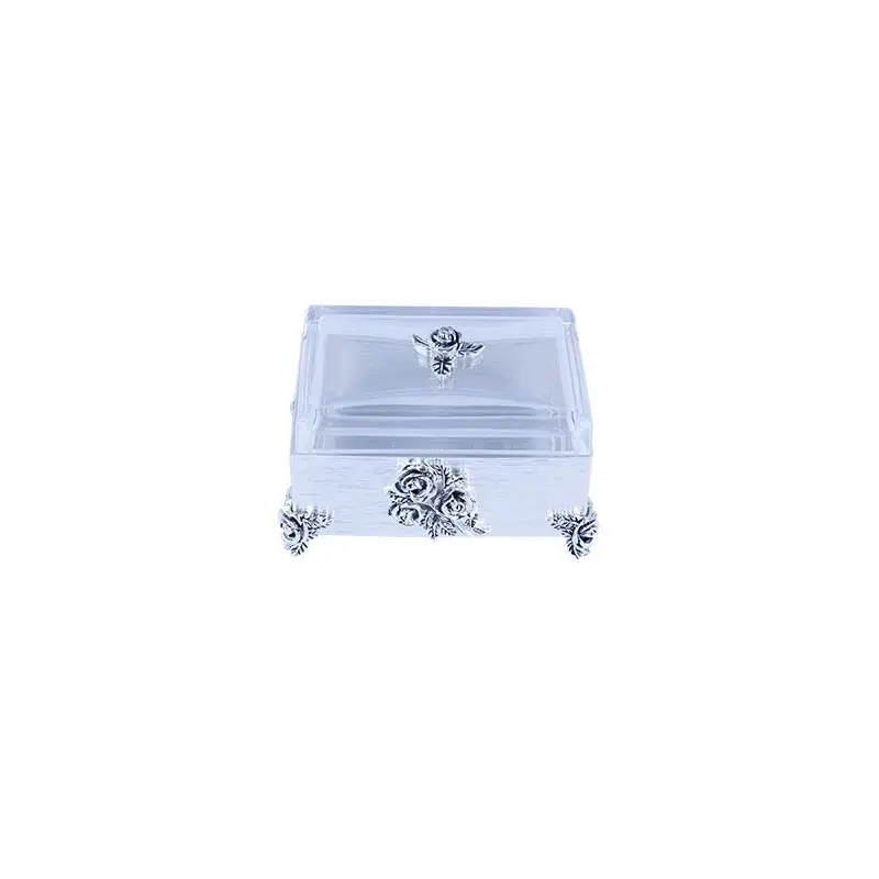 SILVER PLATED RECTANGULAR BOX. - ROSE COLLECTION