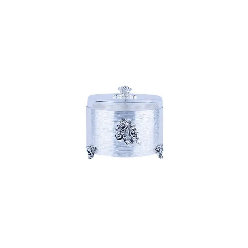 SILVER PLATED ROUND SHAPE BOX - ROSE COLLECTION