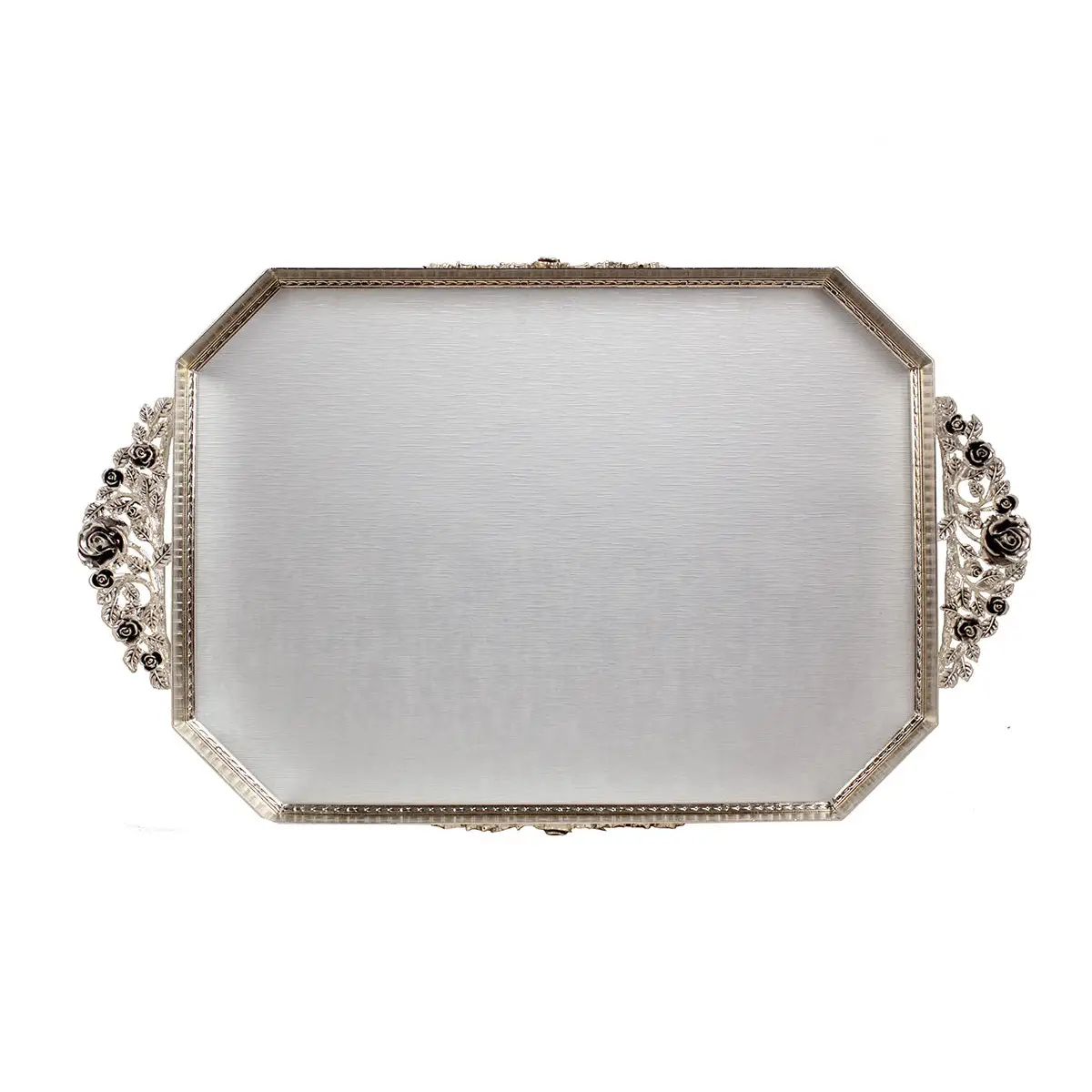 SILVER PLATED TRAY ROSE DESIGN - ROSE COLLECTION