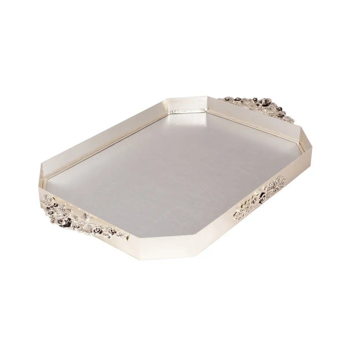 SILVER PLATED TRAY ROSE DESIGN - ROSE COLLECTION